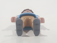 2010 Geobra Playmobil Brown Hair Stubble Beard Mixed Blue Striped Shirt Brown Capri Pants 2 3/4" Tall Toy Figure
