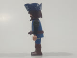 2004 Geobra Playmobil Pirate Brunette Hair and Beard Blue Clothes Black Hat 2 3/4" Tall Toy Figure