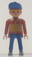 1992 Geobra Playmobil Blonde Hair Blue Pants Orange and Yellow Jacket with Blue Baseball Cap 2 3/4" Tall Toy Figure