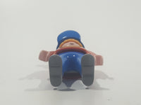 1992 Geobra Playmobil Blonde Hair Blue Pants Orange and Yellow Jacket with Blue Baseball Cap 2 3/4" Tall Toy Figure