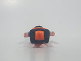 1990 Geobra Playmobil Black Hair Bright Orange Pants Blue Shirt Orange Vest 2 3/4" Tall Toy Figure