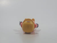 1992 Geobra Playmobil Brunette Hair Bright Orange Pants and Shirt Orange Jacket and Yellow Hard Hat Cap Construction Worker 2 3/4" Tall Toy Figure