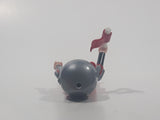 1993 Geobra Playmobil Grey Hair Armor Red Top Silver Helmet Medieval Soldier 2 3/4" Tall Toy Figure with Flag Accessory