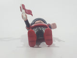 1993 Geobra Playmobil Grey Hair Armor Red Top Silver Helmet Medieval Soldier 2 3/4" Tall Toy Figure with Flag Accessory