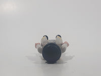1997 Geobra Playmobil Black Hair Blue and Grey Firefighter 2 3/4" Tall Toy Figure