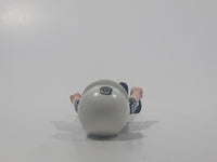 1992 Geobra Playmobil Black Hair Black Uniform White Helmet Police Officer 2 3/4" Tall Toy Figure