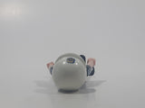 1992 Geobra Playmobil Black Hair Black Uniform White Helmet Police Officer 2 3/4" Tall Toy Figure