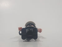 1992 Geobra Playmobil Black Hair Black Uniform White Helmet Police Officer 2 3/4" Tall Toy Figure