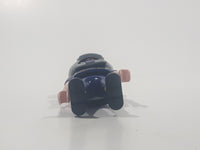 1997 Geobra Playmobil Brunette Hair Blue Uniform Grey Helmet Firefighter 2 3/4" Tall Toy Figure