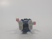 1992 Geobra Playmobil Black Hair Black Pants Light Blue and Grey Z Shirt with Blue Vest Rock Star Style 2 3/4" Tall Toy Figure