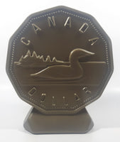 Canada Dollar Loonie Coin Shaped 9 1/2" Tall Plastic Coin Bank