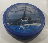 Riverside Towing 25 Years Of Proud Service River Star Tug Boat 14" Blue Plastic Wall Clock