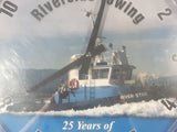 Riverside Towing 25 Years Of Proud Service River Star Tug Boat 14" Blue Plastic Wall Clock