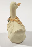 White Duck with Pink Rose Ribbon 2 1/2" Tall Resin Ornament