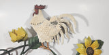 White Rooster Chicken on Yellow Sunflower Vines 11 1/4" x 17 1/2" Metal Wall Art