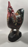 Rooster Chicken Hand Painted 13 1/2" Tall Carved Wood Sculpture