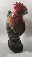 Rooster Chicken Hand Painted 13 1/2" Tall Carved Wood Sculpture