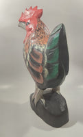 Rooster Chicken Hand Painted 13 1/2" Tall Carved Wood Sculpture