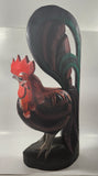 Rooster Chicken Hand Painted Large 20 1/2" Tall Carved Wood Sculpture