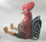 Rooster Chicken Hand Painted Large 21" Tall Carved Wood Sculpture Shelf Sitter with Moving Leg Joints