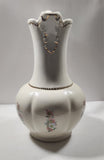 Vintage Blue and Pink Flower Gold Trimmed Embossed White Ceramic Jug Pitcher and Bowl