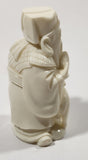 Chinese Sage Man with Baby Deer Fawn 2 3/4" Tall Faux Ivory Molded Resin Figurine