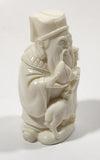 Chinese Sage Man with Baby Deer Fawn 2 3/4" Tall Faux Ivory Molded Resin Figurine