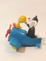 1989 McDonald's Warner Bros. Looney Tunes Tweety Bird and Sylvester The Cat Airplane Blue Plastic Toy