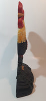 Antique Metalware Colorfully Beautifully Painted 10 1/2" Tall Cast Iron Chicken Rooster Door Stop