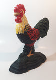 Antique Metalware Colorfully Beautifully Painted 10 1/2" Tall Cast Iron Chicken Rooster Door Stop