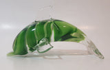 Art Glass Clear and Green 5 3/4" Long Dolphin Sculpture Ornament