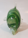 Art Glass Clear and Green 5 3/4" Long Dolphin Sculpture Ornament