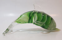 Art Glass Clear and Green 5 3/4" Long Dolphin Sculpture Ornament