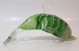 Art Glass Clear and Green 5 3/4" Long Dolphin Sculpture Ornament