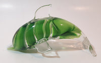 Art Glass Clear and Green 5 3/4" Long Dolphin Sculpture Ornament