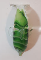 Art Glass Clear and Green 5 3/4" Long Dolphin Sculpture Ornament