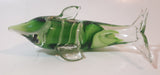 Art Glass Clear and Green 5 3/4" Long Dolphin Sculpture Ornament