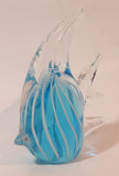 Clear Blue White Tropical Angel Fish 5" Tall Blown Art Glass Sculpture