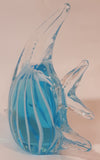 Clear Blue White Tropical Angel Fish 5" Tall Blown Art Glass Sculpture