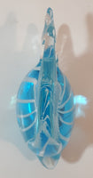 Clear Blue White Tropical Angel Fish 5" Tall Blown Art Glass Sculpture