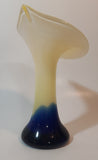 Yellow White Blue Jack In The Pulpit Lily Shaped 7 3/4" Tall Art Glass Flower Bud Vase