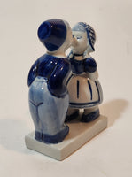 Vintage Delft Blue Holland Hand Painted Kissing Couple Boy and Girl 3 3/4" Tall Figurine