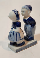 Vintage Delft Blue Holland Hand Painted Kissing Couple Boy and Girl 3 3/4" Tall Figurine