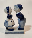 Vintage Delft Blue Holland Hand Painted Kissing Couple Boy and Girl 3 3/4" Tall Figurine