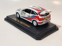 Burago 1999 Ford Focus Rally Martini White 1/24 Scale Die Cast Toy Car Vehicle on Stand