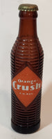 Antique 1940s Orange Crush 7 Fl oz 8 1/4" Tall Brown Amber Glass Beehive Style Bottle with Cap