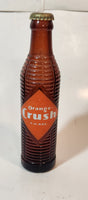 Antique 1940s Orange Crush 7 Fl oz 8 1/4" Tall Brown Amber Glass Beehive Style Bottle with Cap