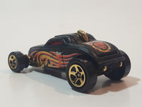 2003 Hot Wheels Wastelanders Sooo Fast Flat Black Die Cast Toy Car Vehicle with Rear Opening Hood