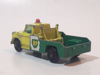 Vintage 1965 Lesney Matchbox Series No. 13 Dodge Wreck Truck BP British Petroleum Tow Truck Green Yellow Die Cast Toy Car Vehicle