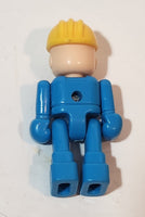 Construction Worker in Blue with Yellow Hard Hat 2 3/4" Tall Toy Figure